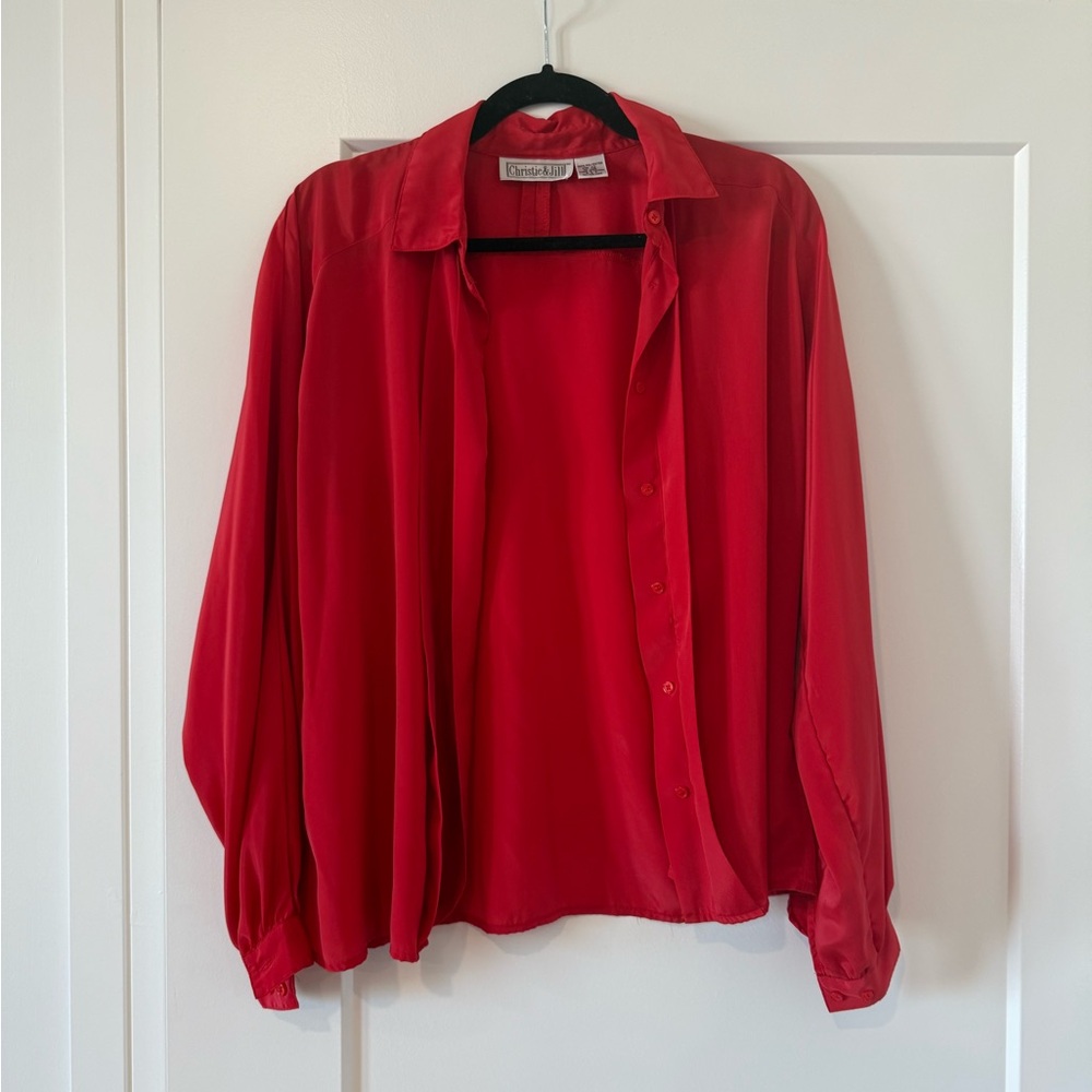 Women's Red Button Down Shirt
